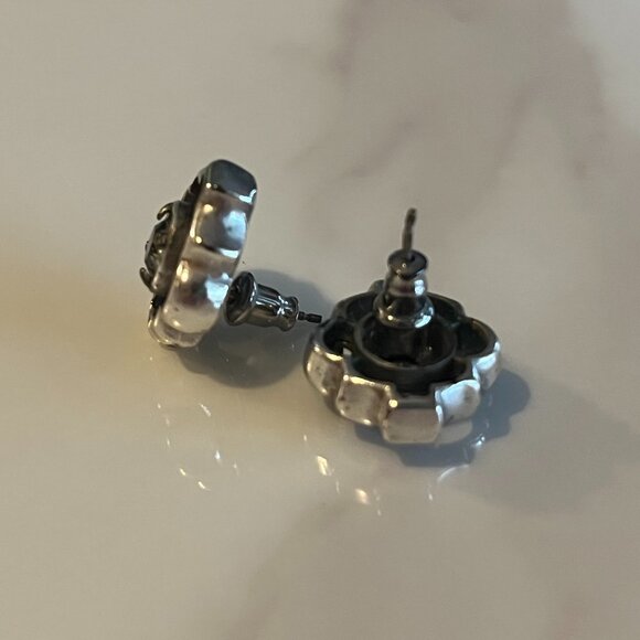 Brighton Black Crystal SOLID SILVER Earrings - Picture 4 of 4